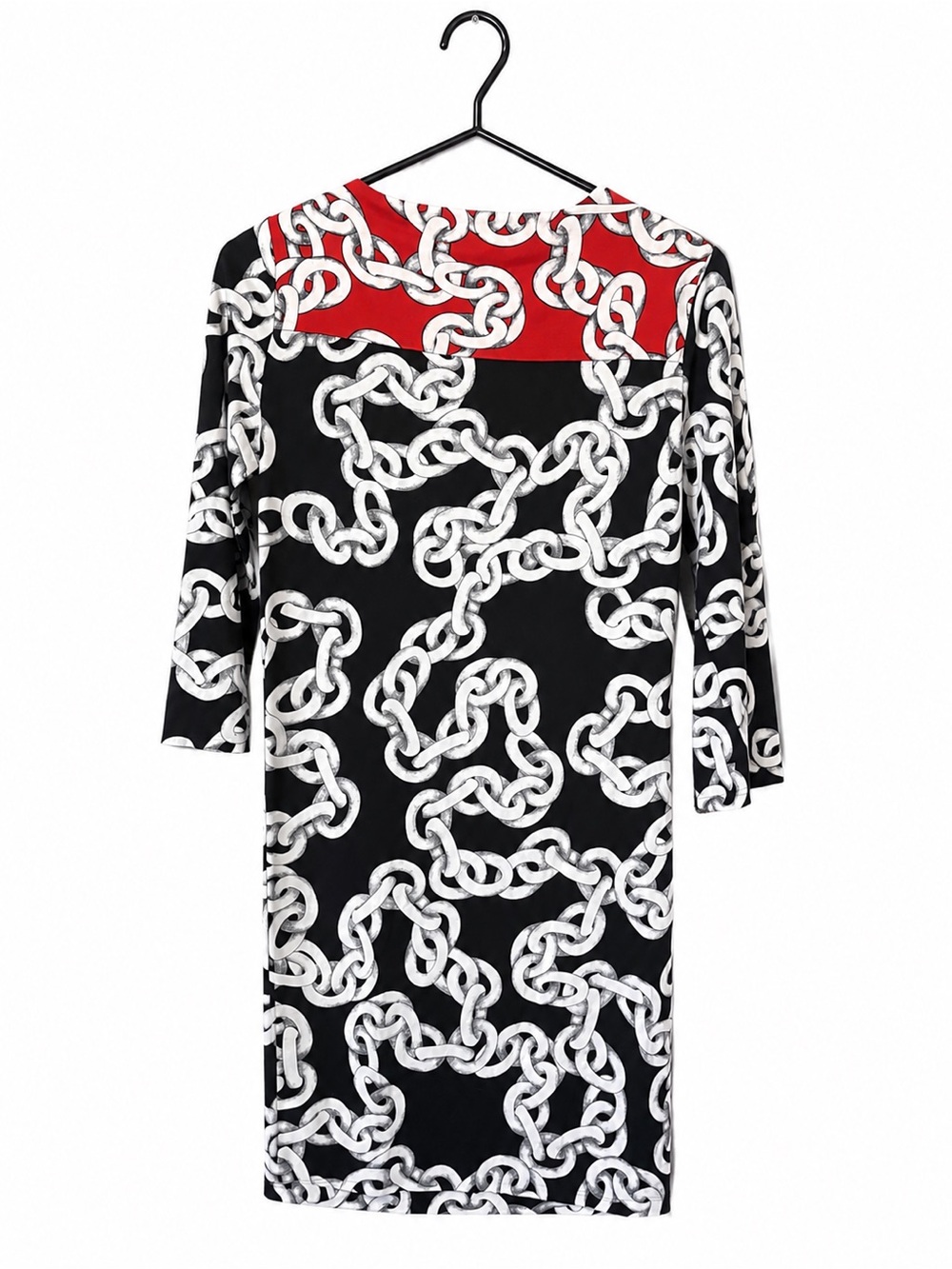 Diane Von Furstenberg Black, White & Red Chain-Print Sheath Dress